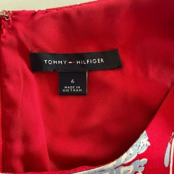 Tommy Hilfiger Belted A-line Dress Scarlett Red and Blue size 6 - Picture 7 of 13